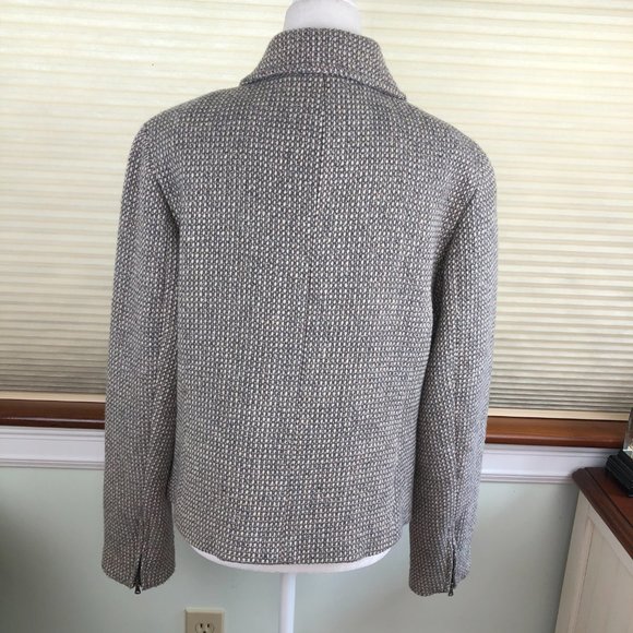 Talbots Julienne Asymmetrical Moto Front Zip Tweed Wool Blend Blazer Old Money - Picture 4 of 17